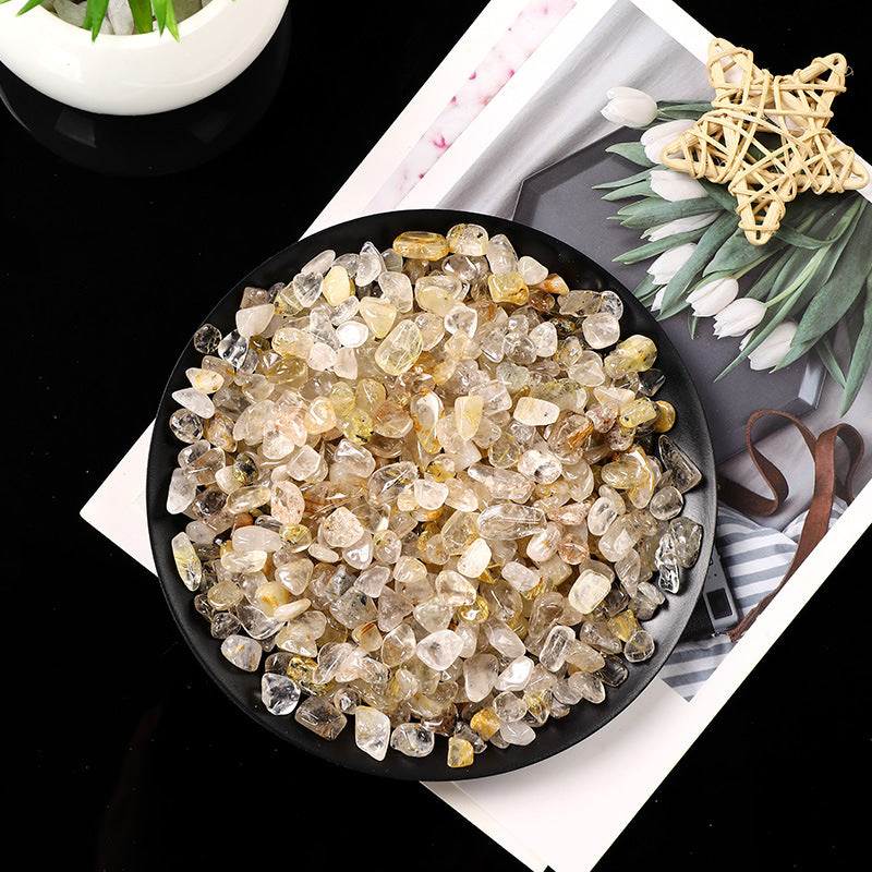 Natural Golden Rutilated Quartz Demagnetizing Stone – 3–9mm