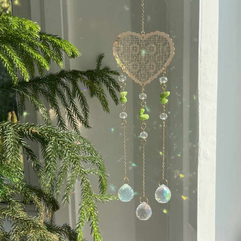 Heart Crystal Sun Catcher Wind Chime – Cottage Style Decor