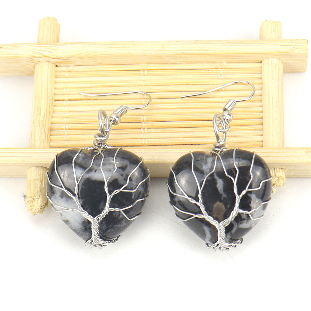 Raw Crystal Heart Earrings E34