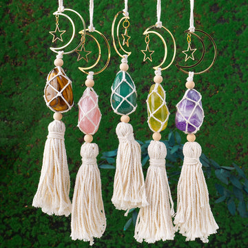 Triple Crystal Car Charm - Amethyst, Titrine & Rose Quartz (35cm)