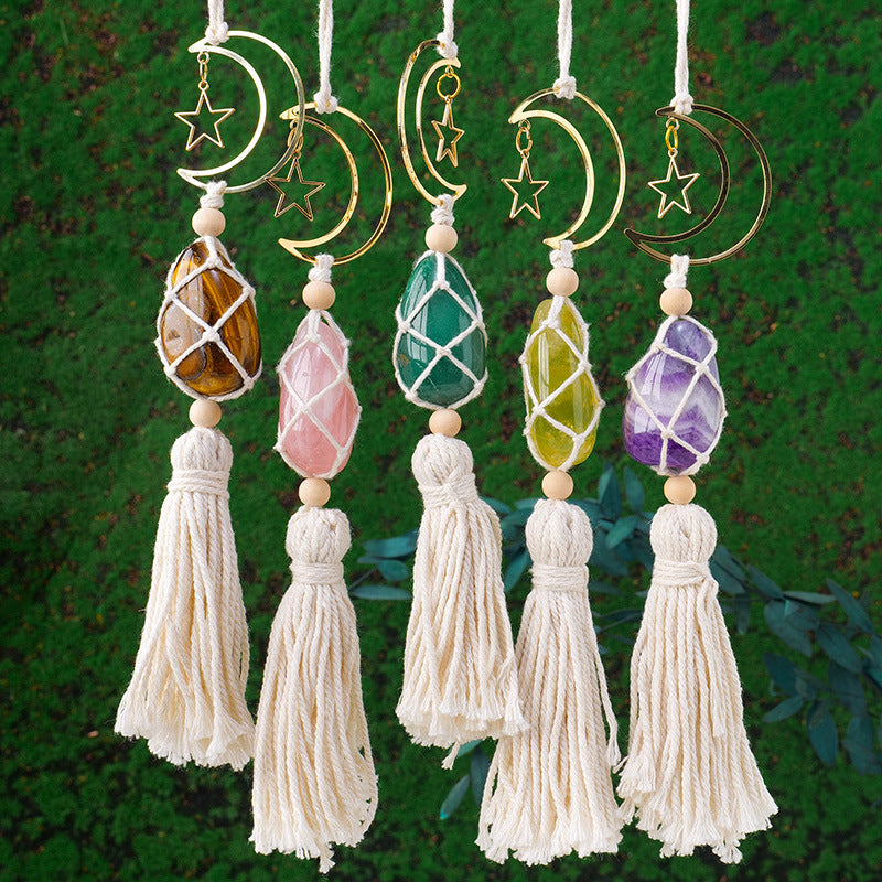 Triple Crystal Car Charm - Amethyst, Titrine & Rose Quartz (35cm)