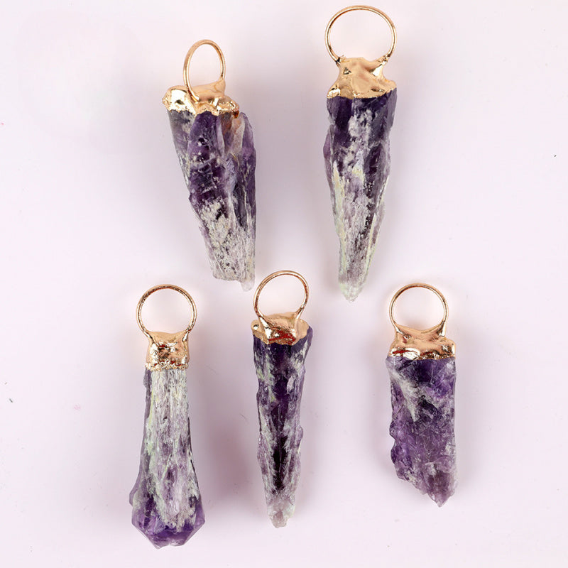 Raw Amethyst Point Cluster Pendant