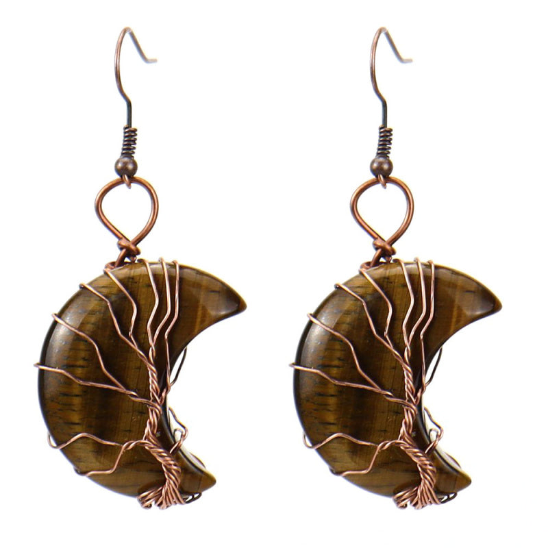 Raw Crystal Moon Earrings