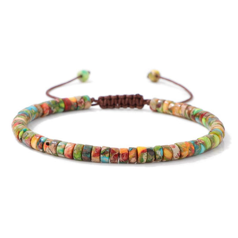 Vintage Emperor Stone Bracelet - 2x4mm Beads, Adjustable Fit