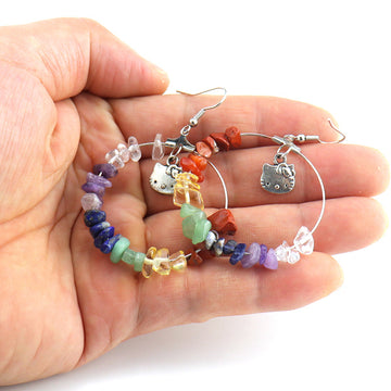 Natural Stone Hoop Earrings