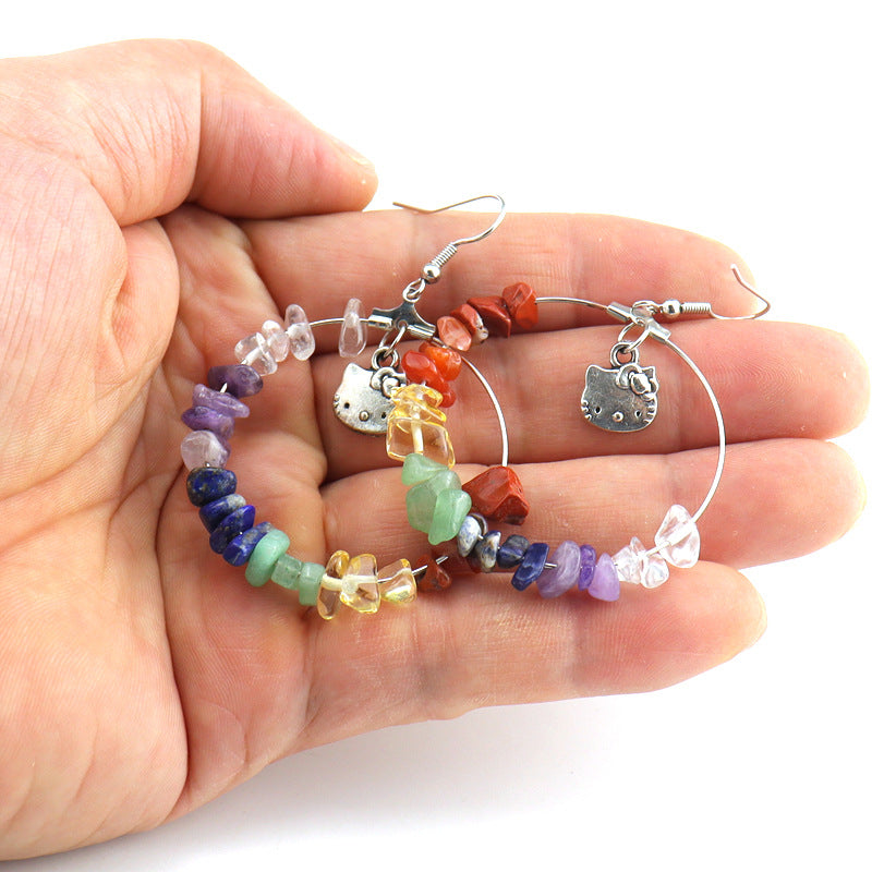 Natural Stone Hoop Earrings