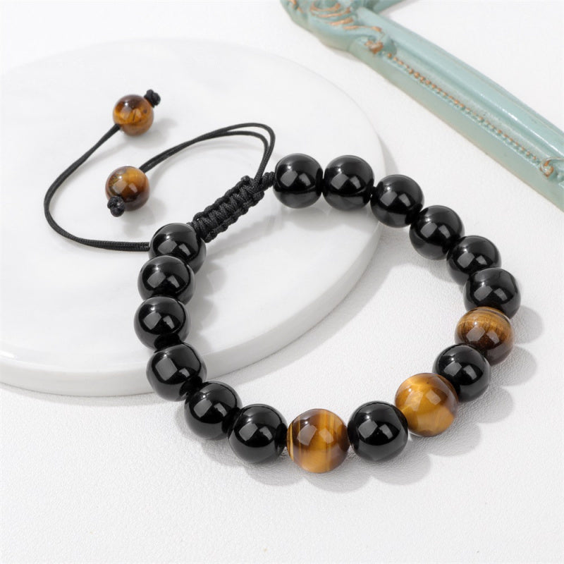 Tiger Eye Braided Bracelet – 10mm Handmade Adjustable for Men
