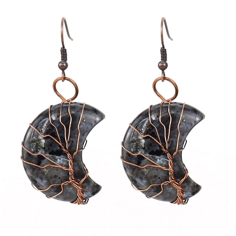 Raw Crystal Moon Earrings