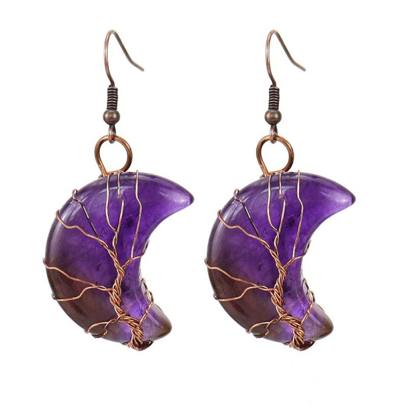 Raw Crystal Moon Earrings