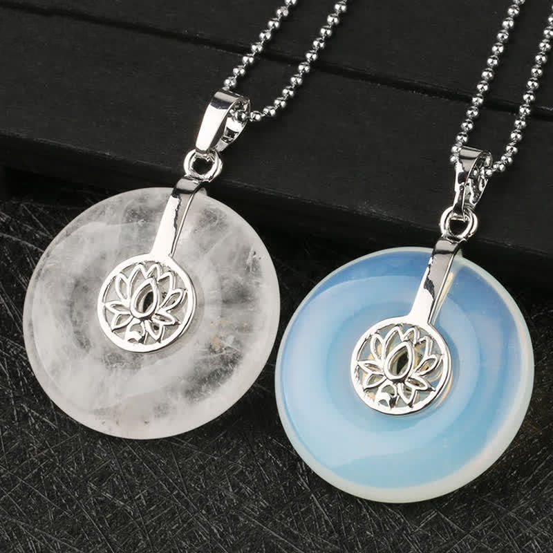 Buddha Stones Various Crystal Amethyst Pink Crystal Lotus Healing Necklace Pendant Necklaces & Pendants BS 4