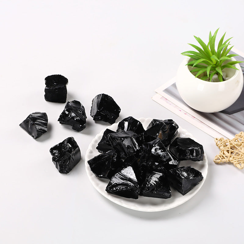 Raw Black Obsidian Stone – 1–5cm Natural Protective Crystal
