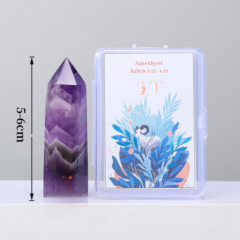 Zodiac Crystal Wand Gift Set – 12 Natural Six-Facet Crystal Points for All Star Signs