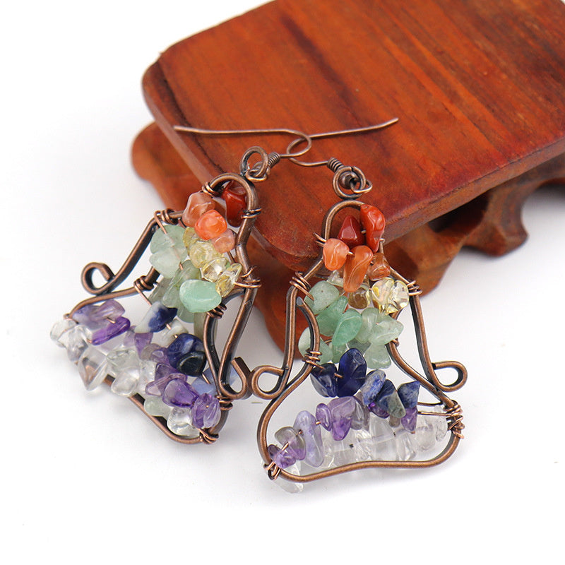 Amethyst Meditation Earrings – Yoga Figure Crystal Dangle (E15)