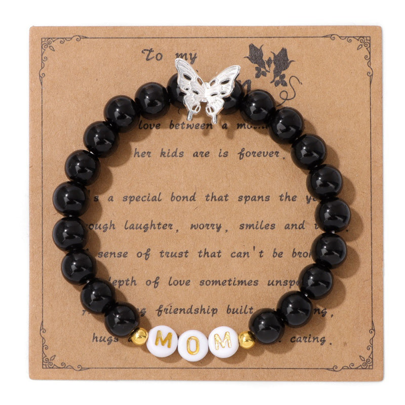 Mother’s Day MOM Bracelet – Purple Emperor Stone, Butterfly Charm