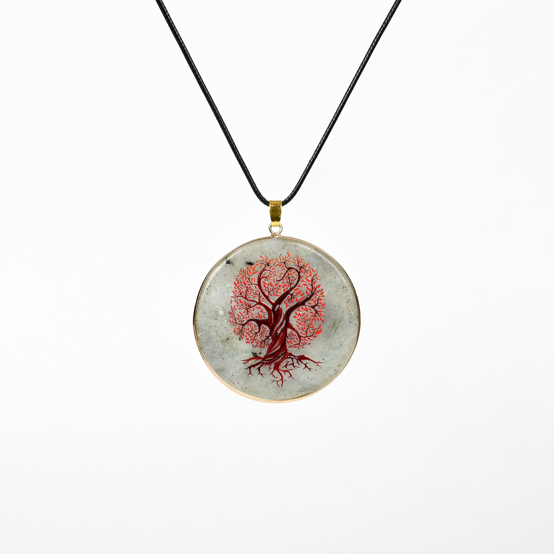 Painted Natural Crystal Pendant Necklace – Totem & Stone Series
