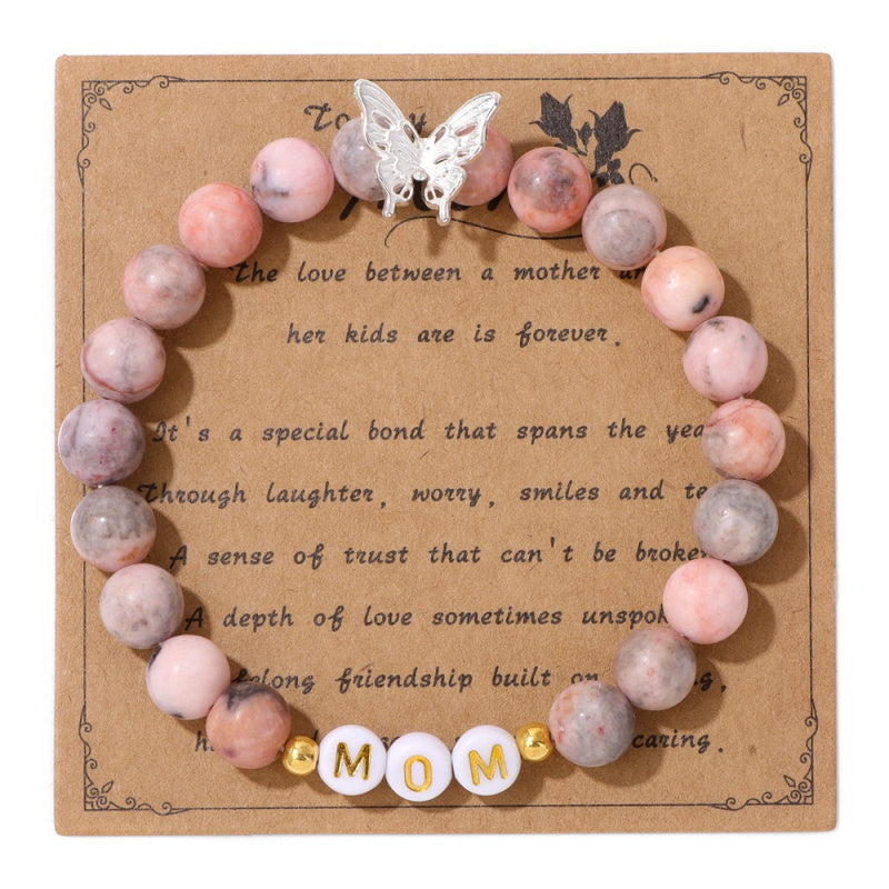 Mother’s Day MOM Bracelet – Purple Emperor Stone, Butterfly Charm