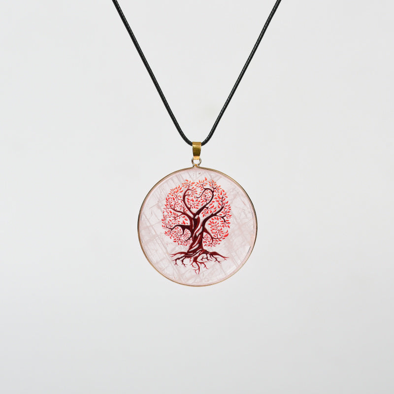 Painted Natural Crystal Pendant Necklace – Totem & Stone Series