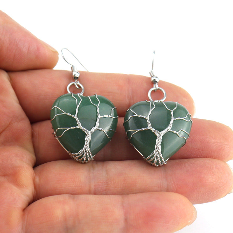 Raw Crystal Heart Earrings E34