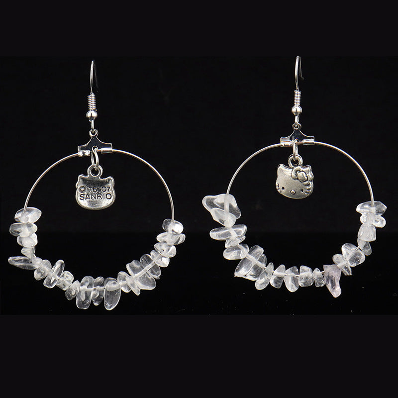 Natural Stone Hoop Earrings