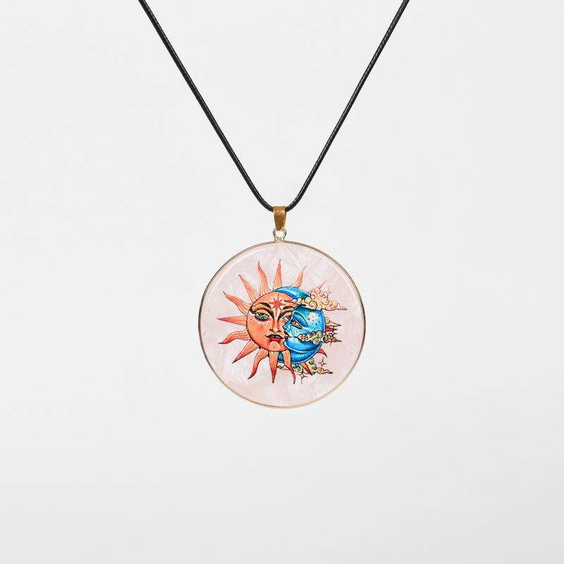 Painted Natural Crystal Pendant Necklace – Totem & Stone Series