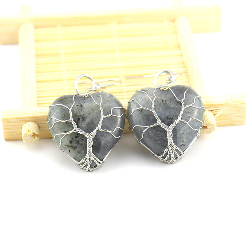 Raw Crystal Heart Earrings E34