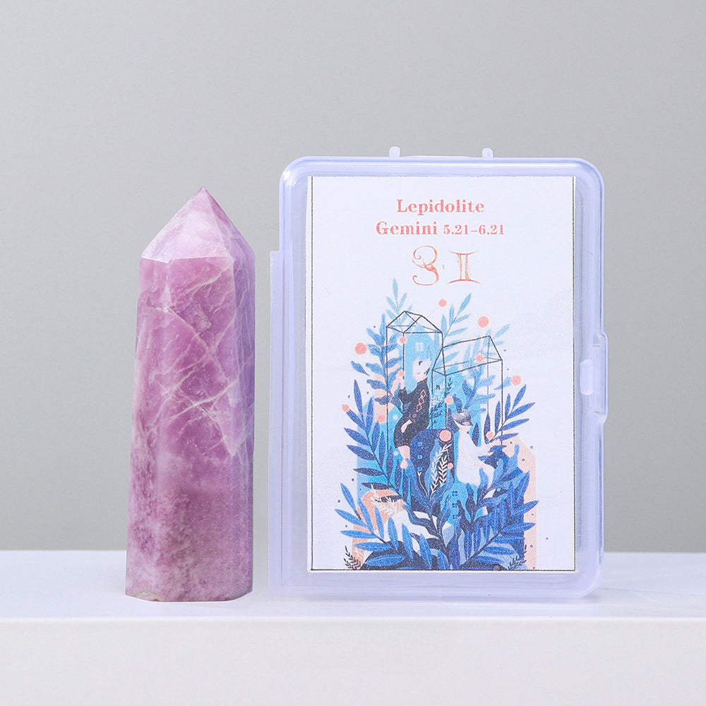 Zodiac Crystal Wand Gift Set – 12 Natural Six-Facet Crystal Points for All Star Signs