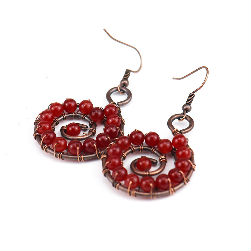Rainbow Shell Earrings – Handcrafted Spiral Gemstone Hoops