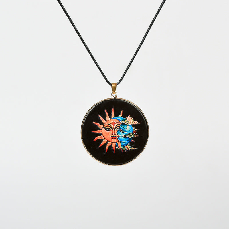 Painted Natural Crystal Pendant Necklace – Totem & Stone Series