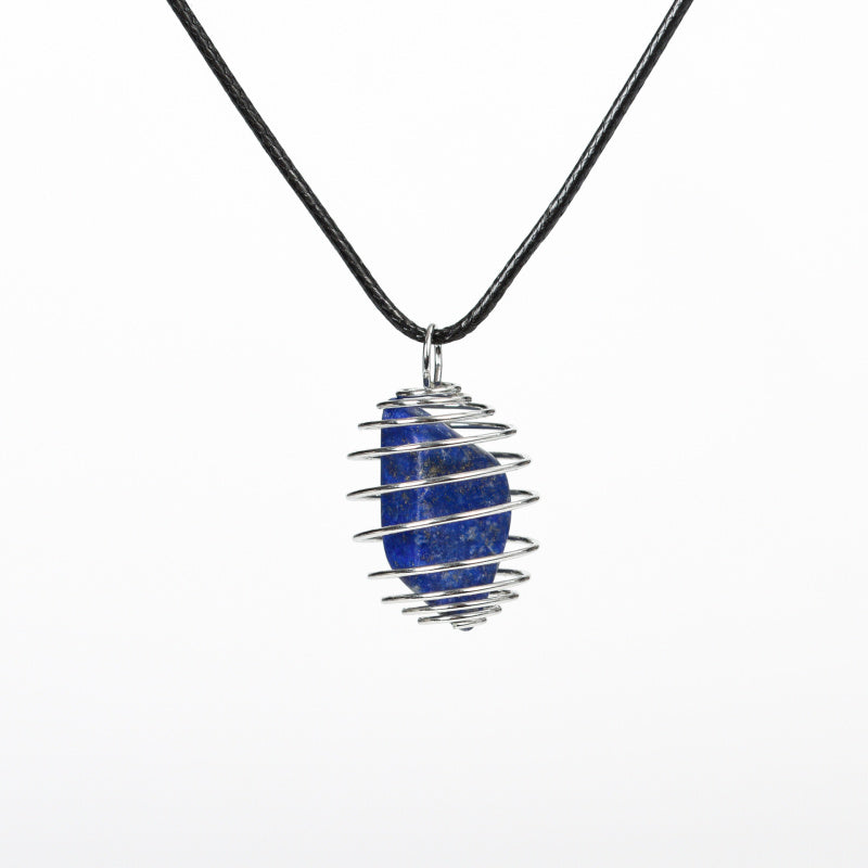 Wire-Wrapped Raw Crystal Pendant Necklace