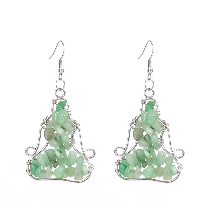 Yoga Figure Crystal Earrings – Handmade Amethyst & Agate Dangle (E14)