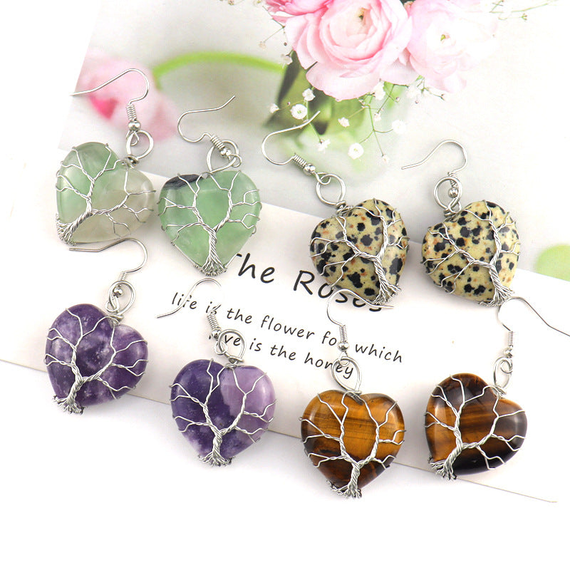 Raw Crystal Heart Earrings E34