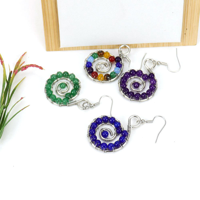 Handmade Rainbow Crystal Bead Seashell Earrings E12