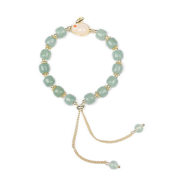 Green Aventurine Bracelet – 14K Gold-Plated Stretch Bracelet