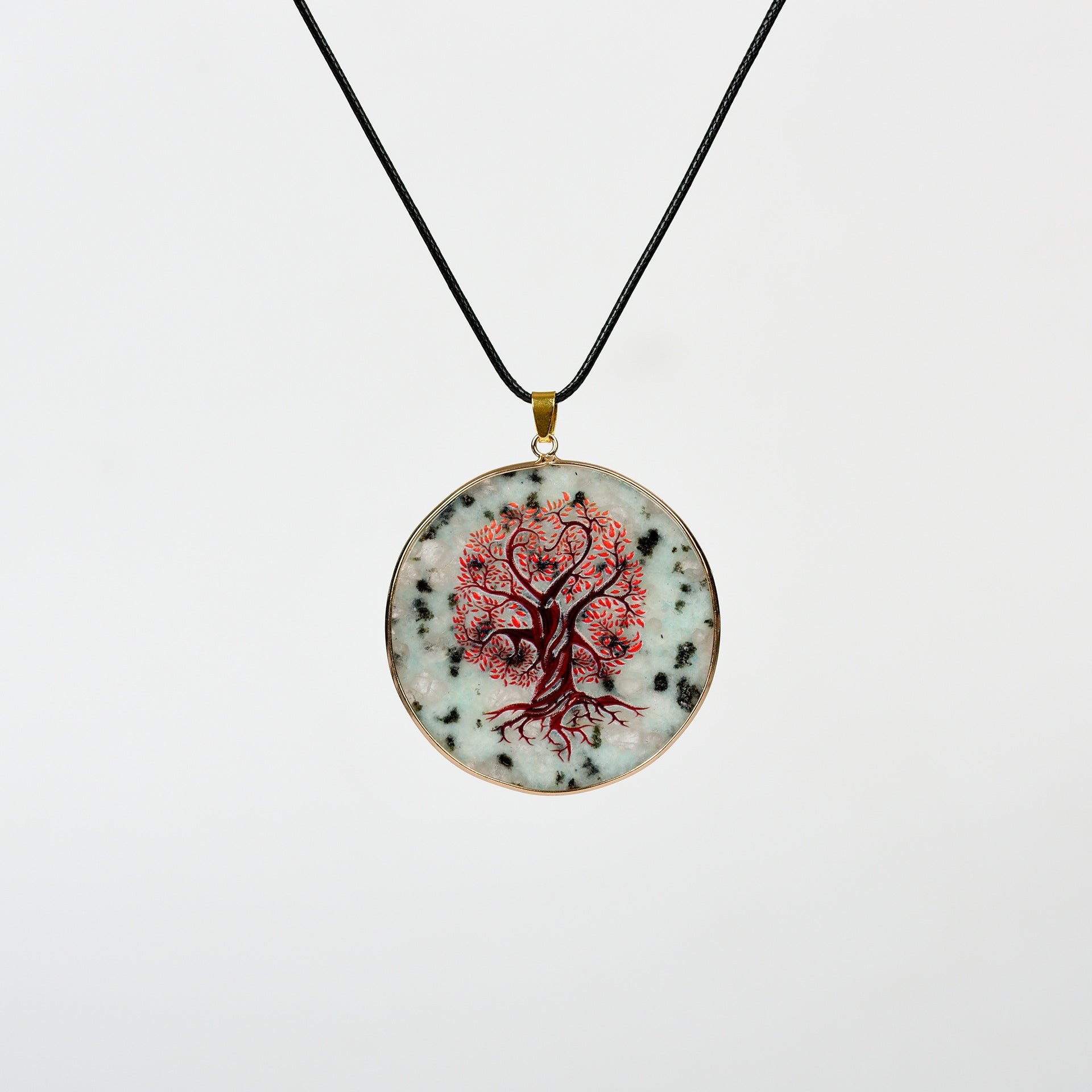Painted Natural Crystal Pendant Necklace – Totem & Stone Series