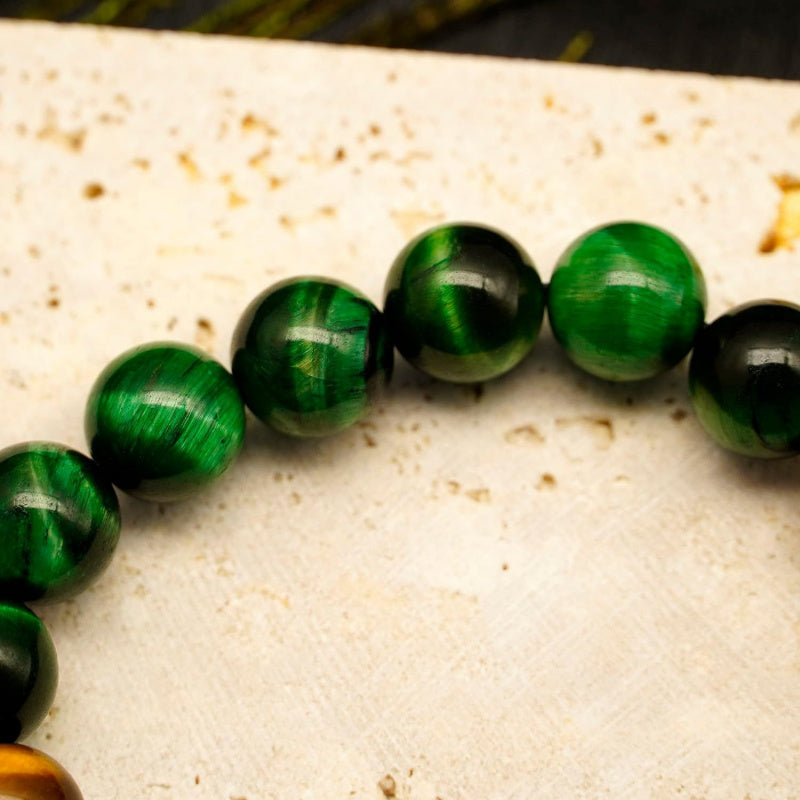 Tiger Eye Bracelet – 8mm Beads, Peacock-Inspired, Business Gift