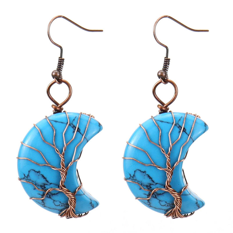 Raw Crystal Moon Earrings