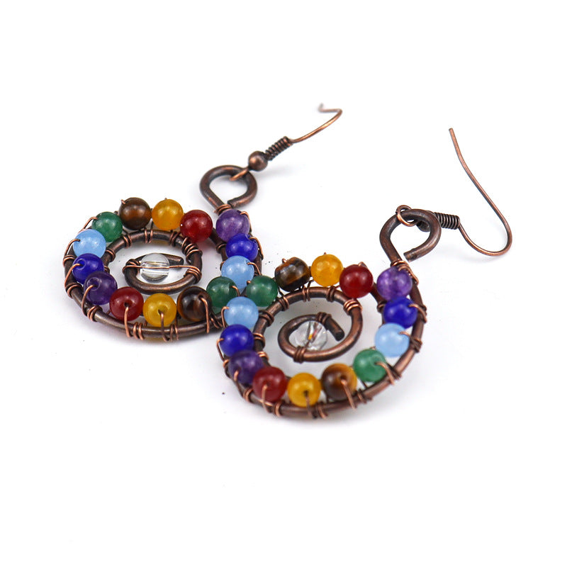 Rainbow Shell Earrings – Handcrafted Spiral Gemstone Hoops