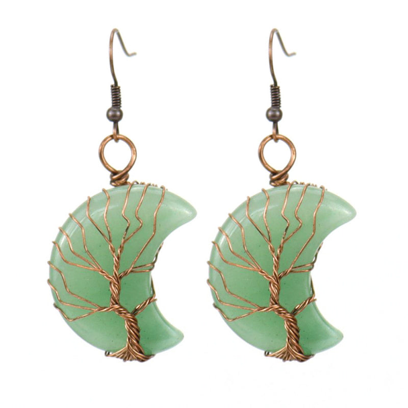 Raw Crystal Moon Earrings