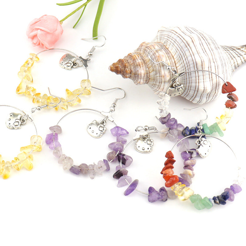 Natural Stone Hoop Earrings