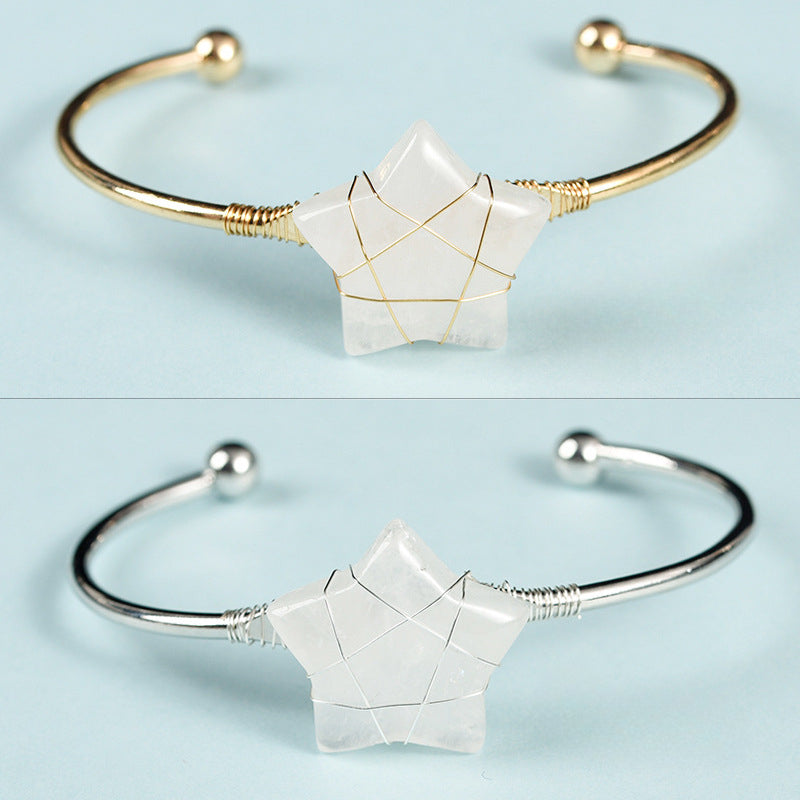Natural Crystal Cuff Bracelet