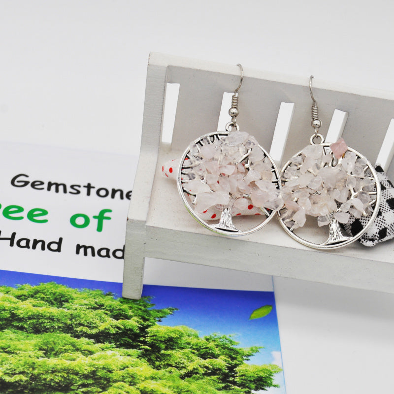 Crystal Tree of Life Earrings – Natural Stone Prosperity Jewelry
