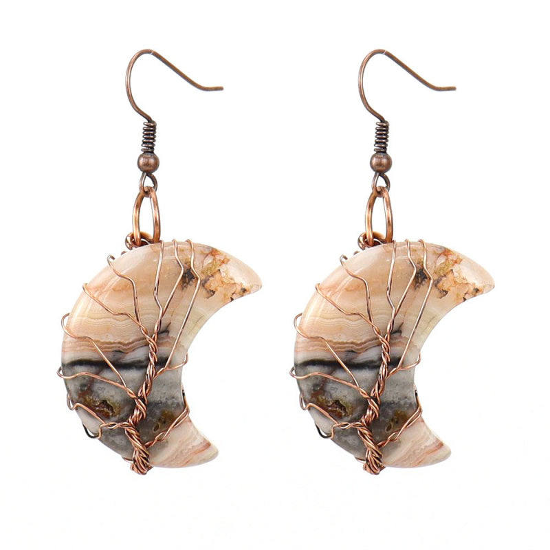 Raw Crystal Moon Earrings