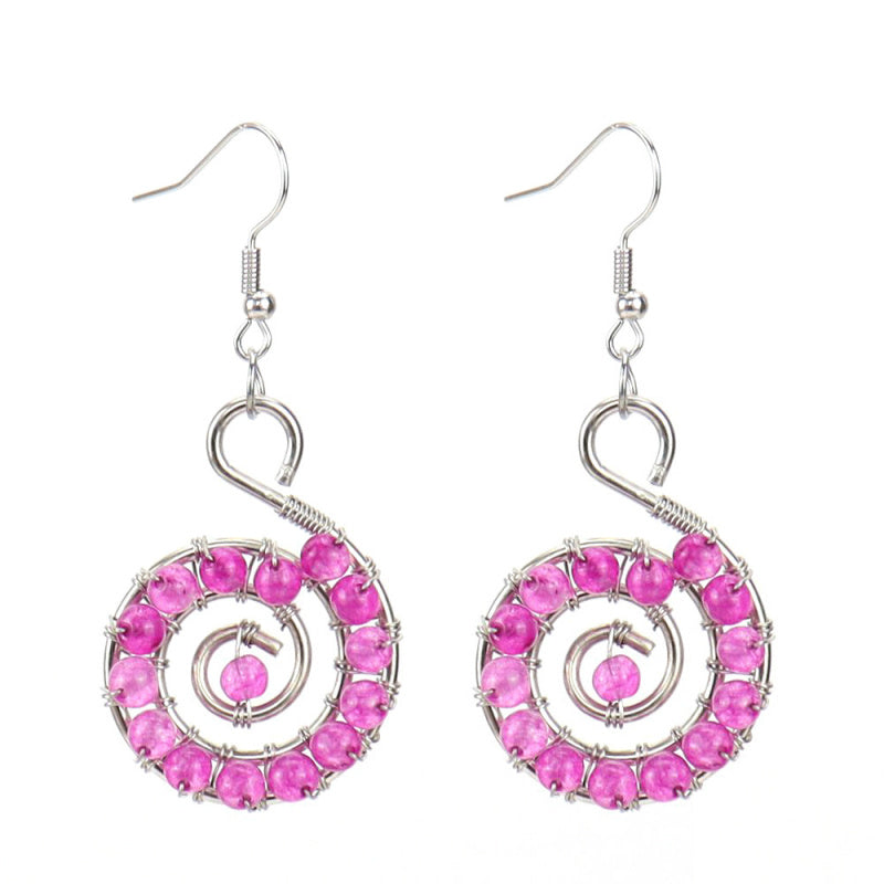 Handmade Rainbow Crystal Bead Seashell Earrings E12