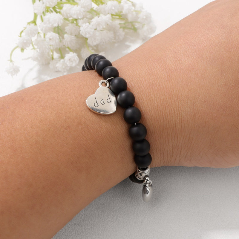 Father & Son Magnetic Heart Bracelets – Tiger Eye & Lava Rock Set