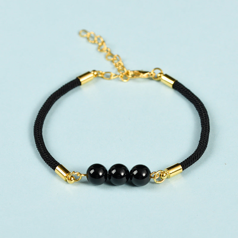 3-Lives Luck Bead Bracelet with Black Cord
