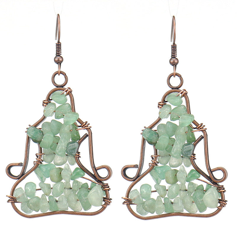Amethyst Meditation Earrings – Yoga Figure Crystal Dangle (E15)