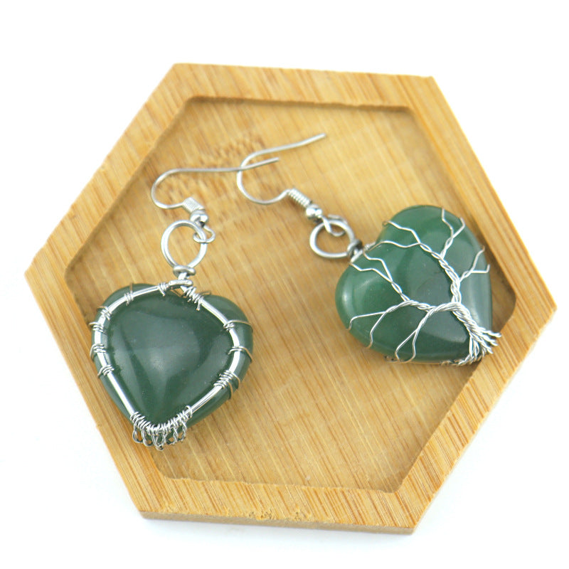 Raw Crystal Heart Earrings E34