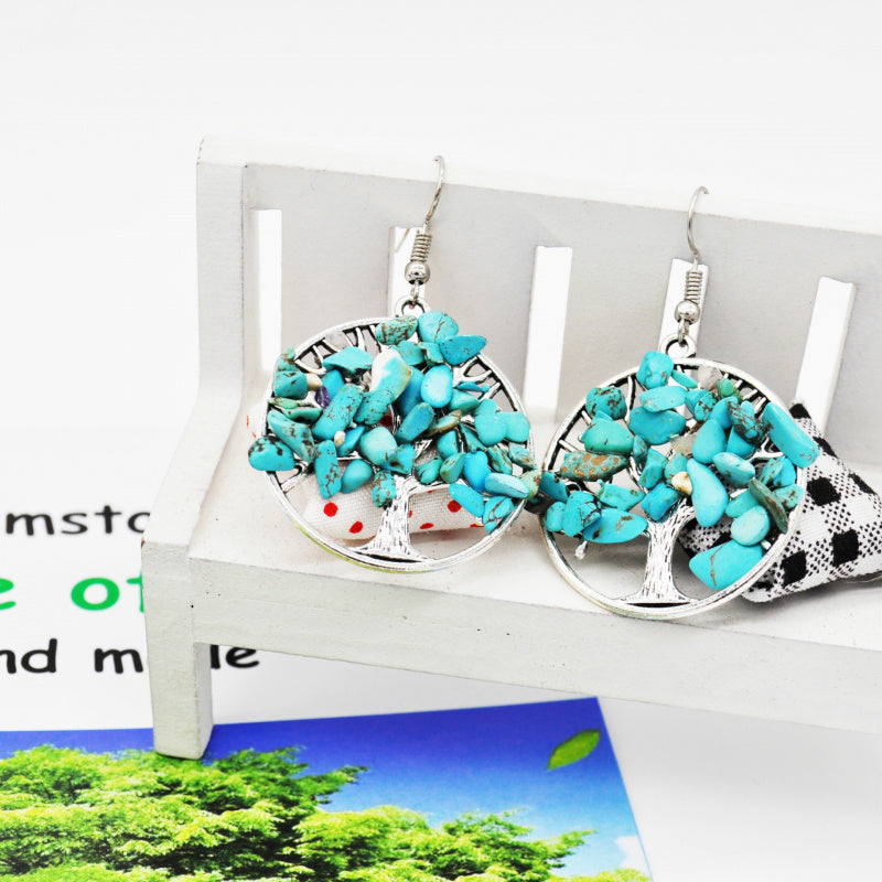 Crystal Tree of Life Earrings – Natural Stone Prosperity Jewelry