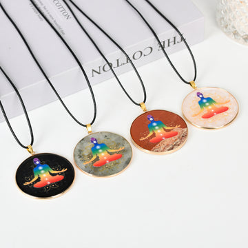 Painted Natural Crystal Pendant Necklace – Totem & Stone Series