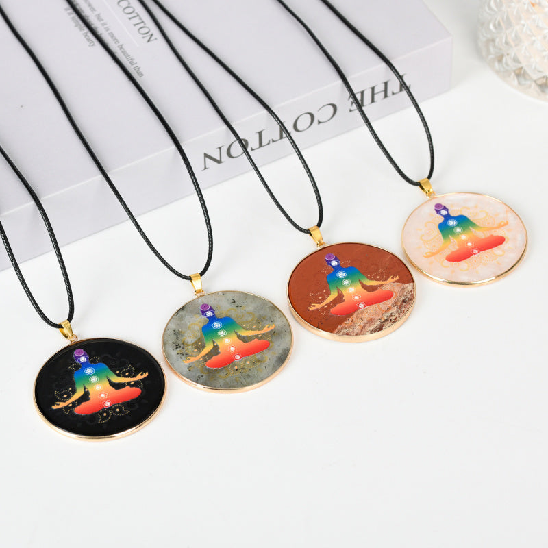 Painted Natural Crystal Pendant Necklace – Totem & Stone Series